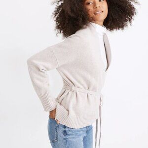 Madewell Merino Wool Blend Cream Wrap Style Cardigan Sweater